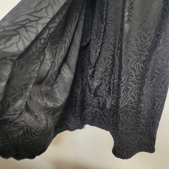 Argenti Silk Vintage Elegant Black Long Sleeve Paisley With Pockets, Belt Dress - Picture 7 of 13